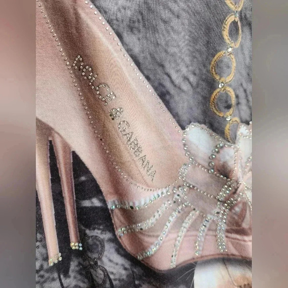 Dolce & Gabanna Vintage Y2K High Heel Bling Shirt Size LG Women's - Picture 5 of 8